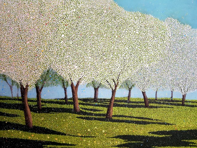 Living room painting by Jacek Malinowski titled The orchard