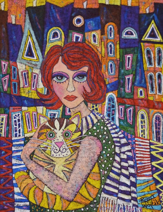 Living room painting by Rozalia Wójcik titled Ginger in the City