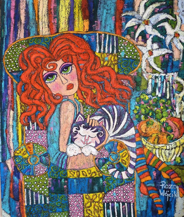 Obraz do salonu artysty Rozalia Wójcik pod tytułem Rozpieszczony kociak 