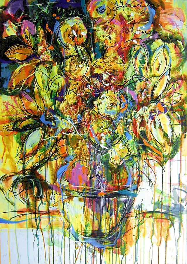 Living room painting by Dariusz Grajek titled Sunflowers I