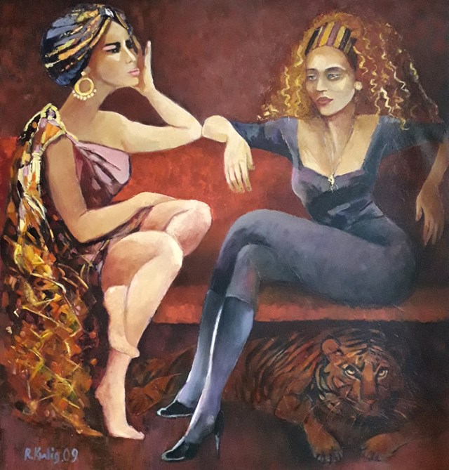 Living room painting by Renata Kulig-Radziszewska titled Tiger Year