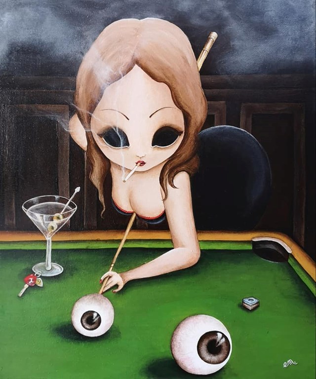 Living room painting by Estera Parysz-Mroczkowska titled Blind shot