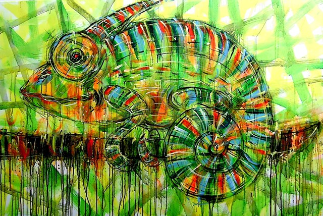 Obraz do salonu artysty Dariusz Grajek pod tytułem Kameleon....