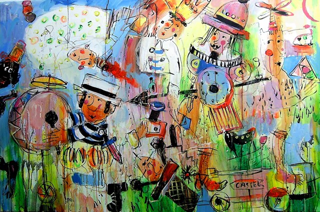 Living room painting by Dariusz Grajek titled Dulcinea and Don Kichot