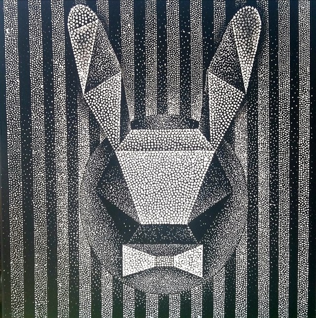 Living room painting by Ryszard Rabsztyn titled Rabbit