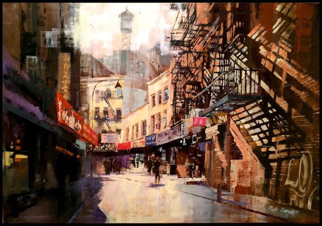 Obraz do salonu artysty Piotr Zawadzki pod tytułem "szumy miasta - NYC Chinatown"