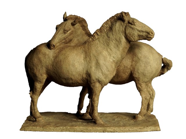 Living room sculpture by Ewa Jaworska titled Horses