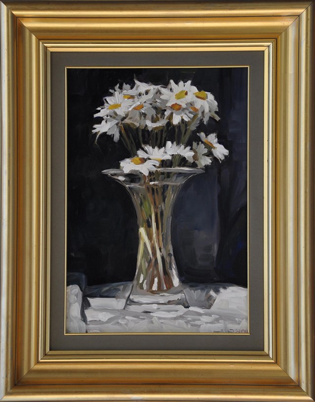 Living room painting by Janusz Szpyt titled Daisy