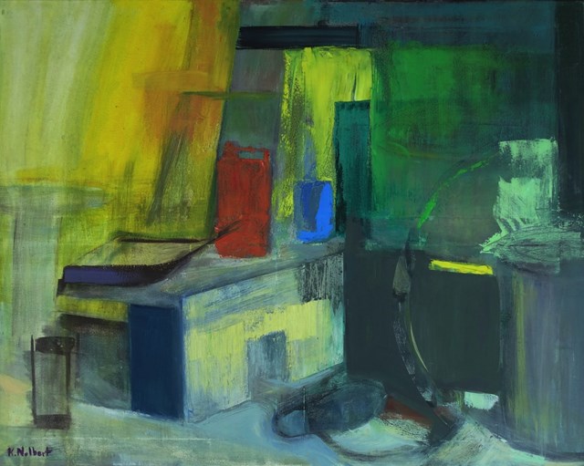 Living room painting by Katarzyna Nolbert-Presia titled Composition