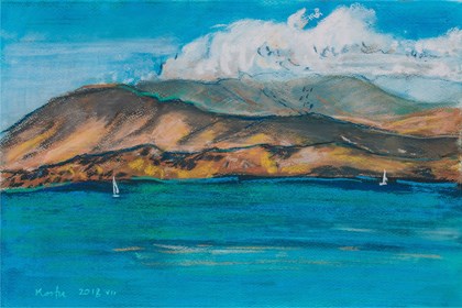 Living room painting by Agnieszka Korczak titled Corfu