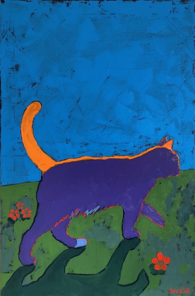 Living room painting by David Schab titled The cat