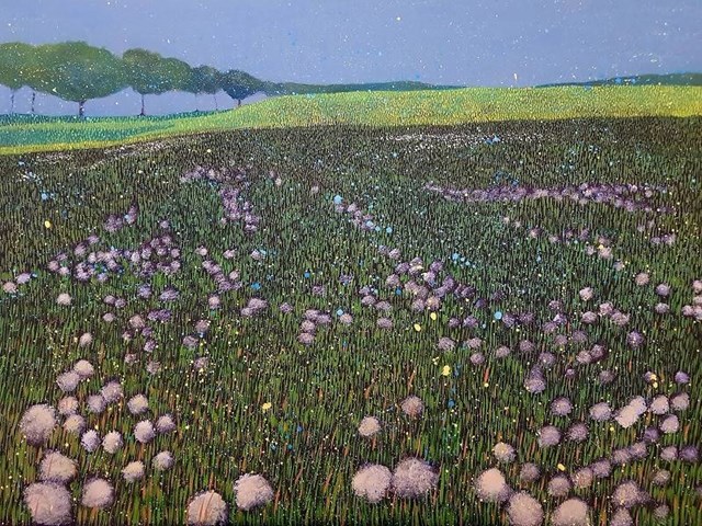 Living room painting by Jacek Malinowski titled The 4th dandelions