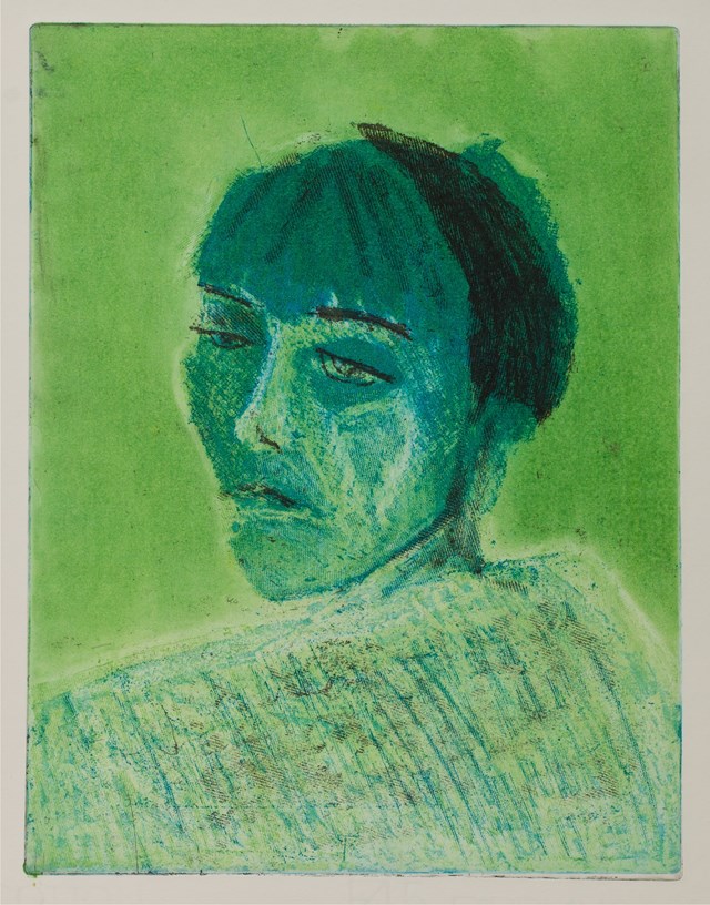 Living room print by Agnieszka Korczak titled Green portrait