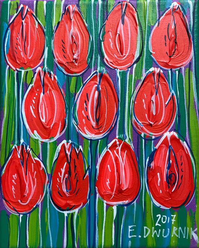 Obraz do salonu artysty Edward Dwurnik pod tytułem Czerwone  tulipany 6830