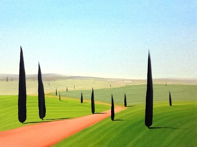 Living room painting by Jacek Malinowski titled Primavera in Val d'Orcia