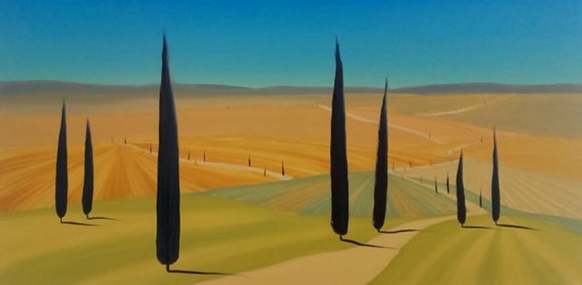 Living room painting by Jacek Malinowski titled Val d'Orcia