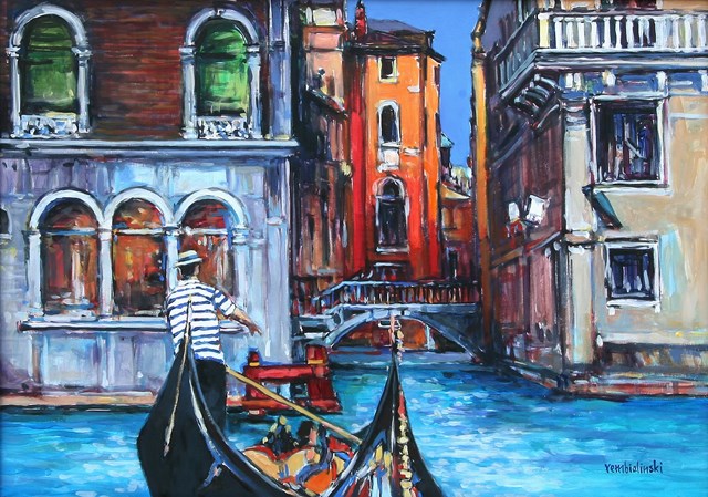 Living room painting by Piotr Rembieliński titled Venice II