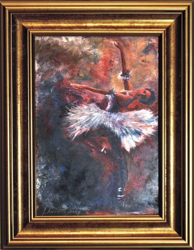Living room painting by J. Aurelia Sikiewicz-Wojtaszek titled Ballet dancer II