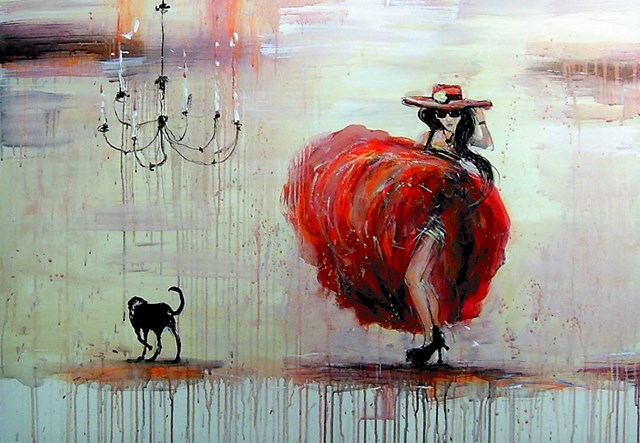 Obraz do salonu artysty Dariusz Grajek pod tytułem Dziewczyna z psem....