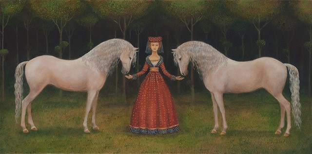 Obraz do salonu artysty Malwina de Brade pod tytułem Siwe konie