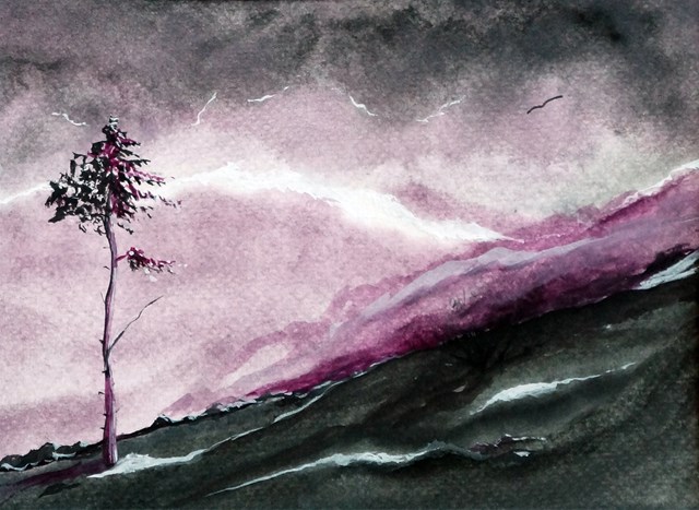 Obraz do salonu artysty Michał Czejgis pod tytułem Pejzaż z samotnym drzewem X