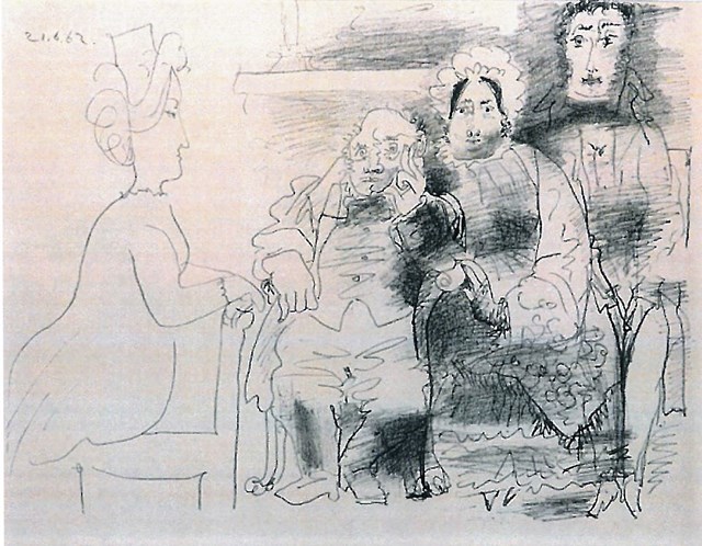 Grafika do salonu artysty Pablo Picasso pod tytułem Portret rodzinny