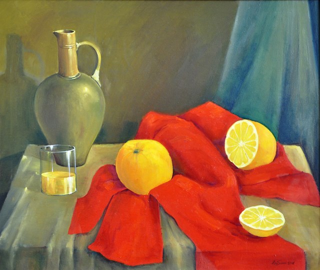 Living room painting by Samvel Paremuzyan titled Still life with orange