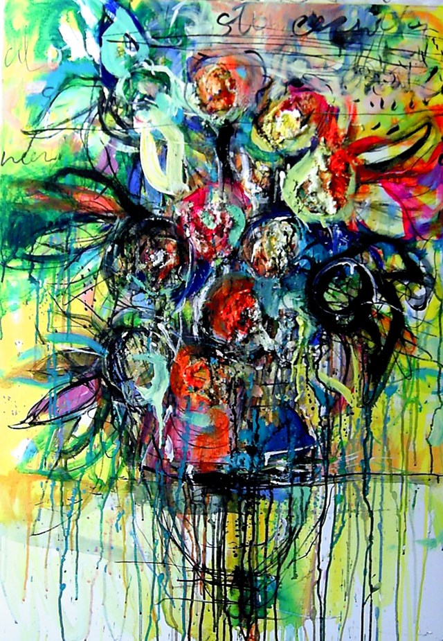 Obraz do salonu artysty Dariusz Grajek pod tytułem Kwiaty w wazonie...