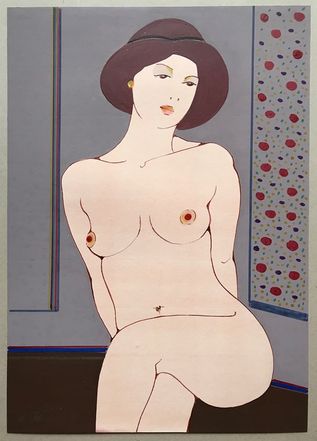 Obraz do salonu artysty Henryk Płóciennik pod tytułem Kobieta siedząca w kapeluszu