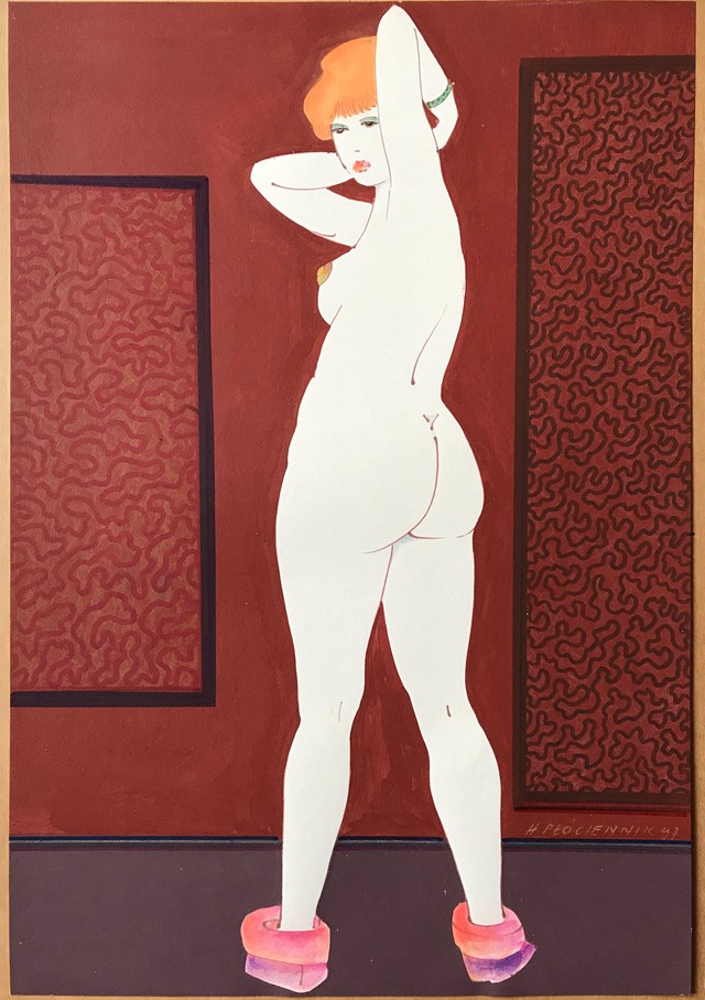 Obraz do salonu artysty Henryk Płóciennik pod tytułem Kobieta stojąca w obuwiu