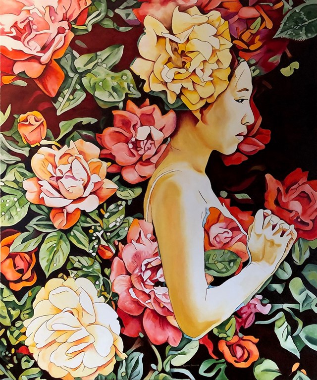 Obraz do salonu artysty Joanna Szumska pod tytułem Ogród różany