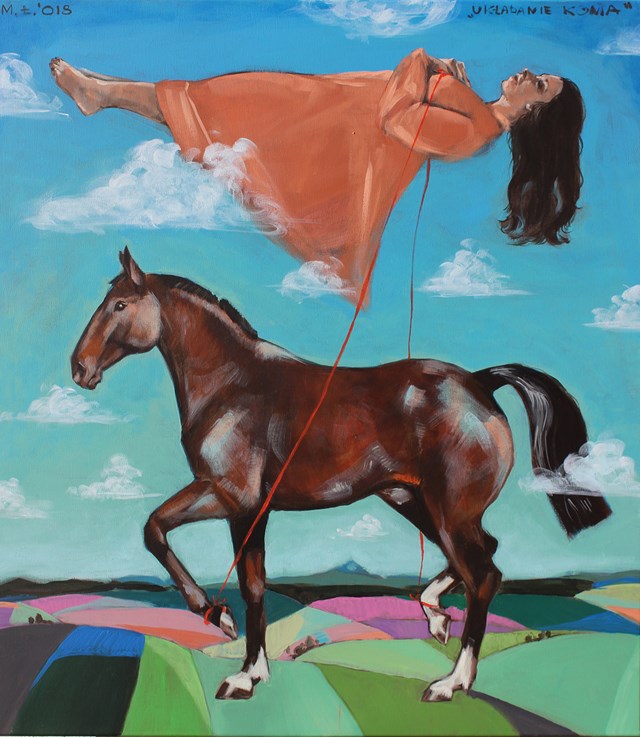 Living room painting by Małgorzata Łodygowska titled Breaking the horse