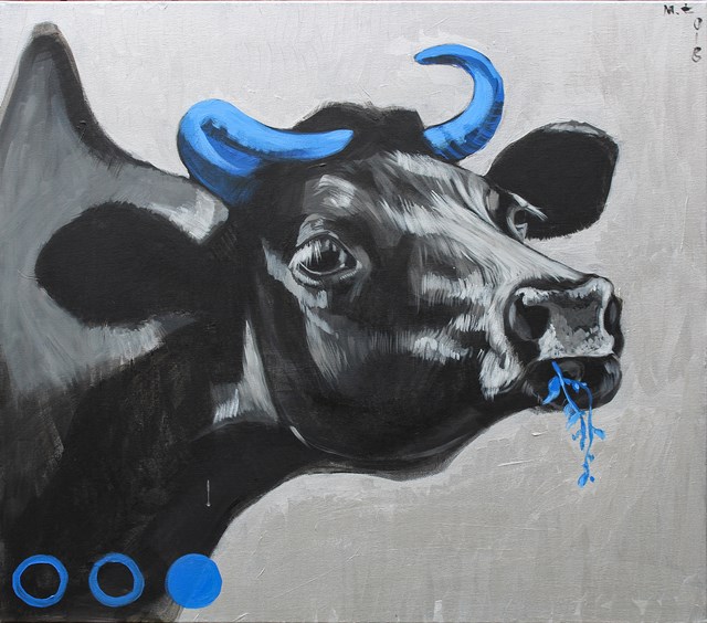 Living room painting by Małgorzata Łodygowska titled Cow