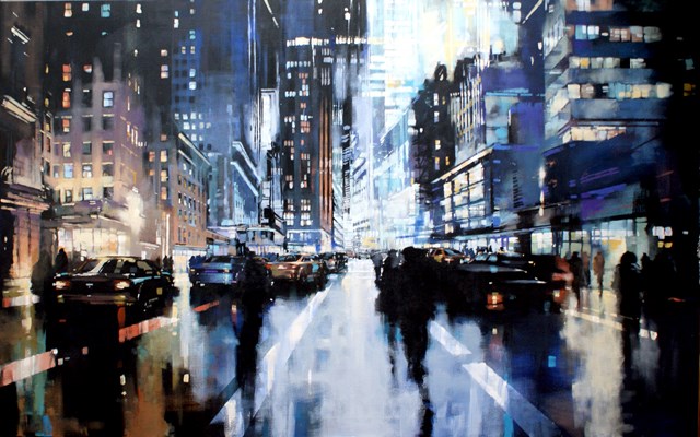 Obraz do salonu artysty Piotr Zawadzki pod tytułem Szumy miasta - NYC Night Riders II