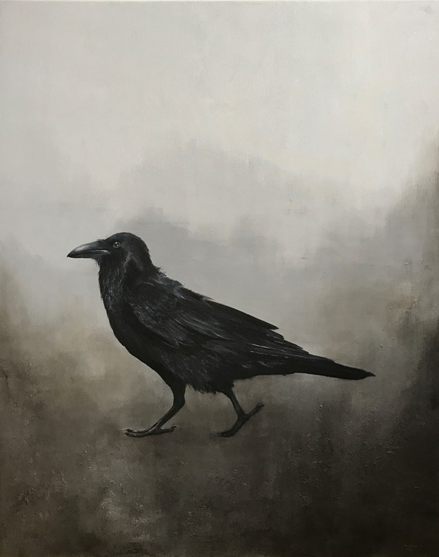 Living room painting by Klaudia Choma titled The Raven