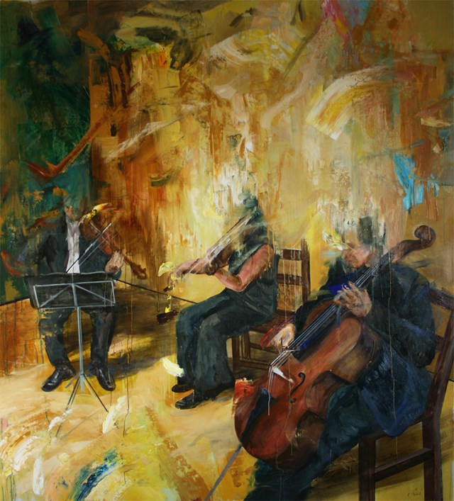 Living room painting by Cyprian Nocoń titled Scherzo