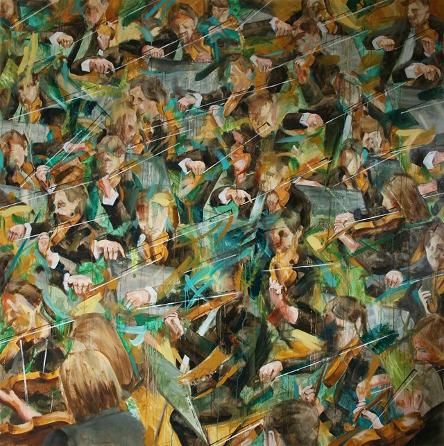 Obraz do salonu artysty Cyprian Nocoń pod tytułem 32 Skrzypków