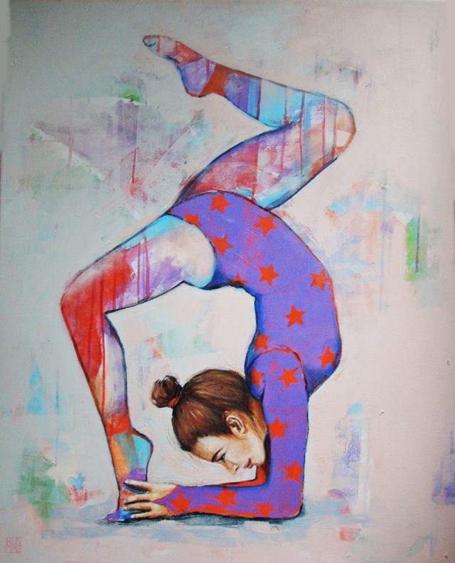 Living room painting by Renata Magda titled Gymnast VII