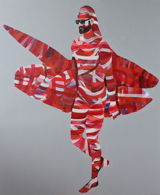 Obraz do salonu artysty Paweł Dąbrowski pod tytułem Biało-czerwony surfer