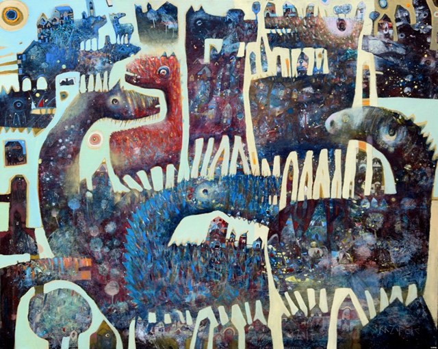 Obraz do salonu artysty Grzegorz Skrzypek pod tytułem Pistacjowe koniolody 