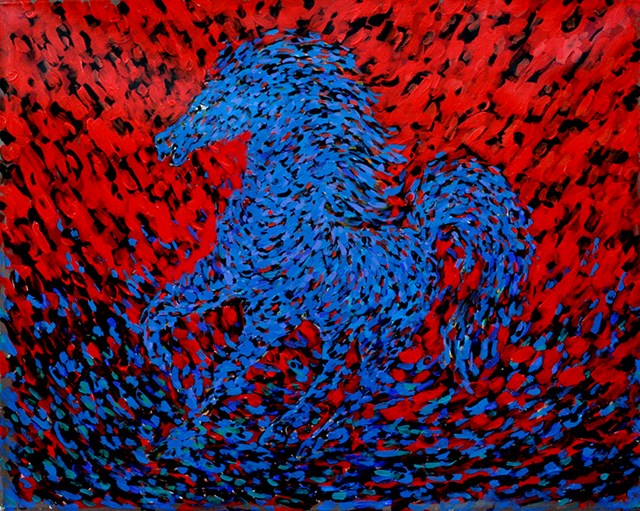Living room painting by Adam Bojara titled K13 Horses