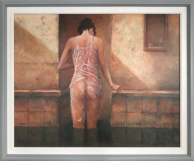 Living room painting by Andrzej Wroński titled After bath