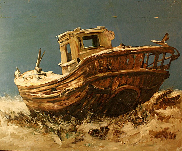 Living room painting by Adam Bojara titled O Boat