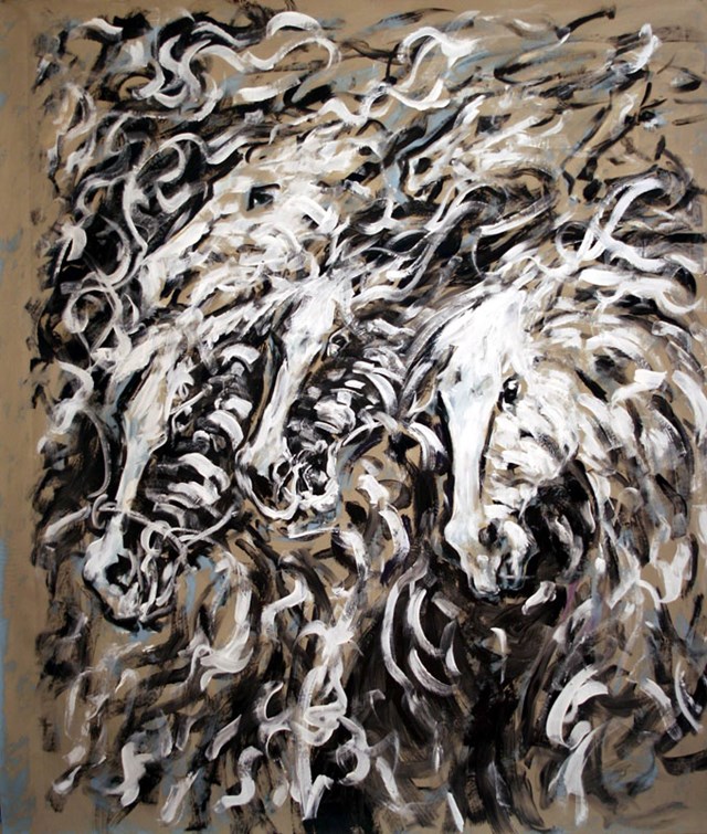 Living room painting by Adam Bojara titled K46 Horses