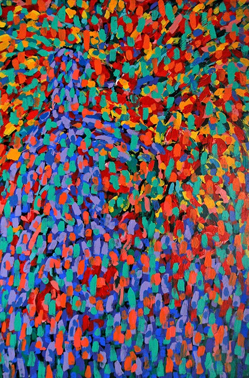 Living room painting by Adam Bojara titled 23 in the Garden