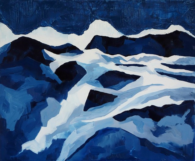 Living room painting by Joanna Wróblewska titled Mountains