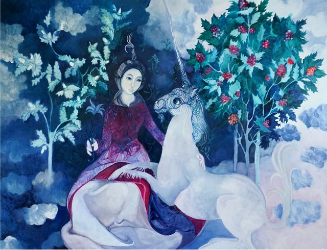 Living room painting by Katarzyna Dietrych-Kuzak titled Unicorn
