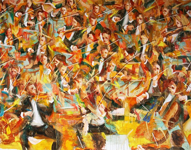 Living room painting by Cyprian Nocoń titled Orchestra