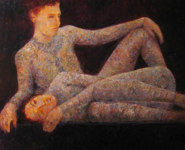 Living room painting by Andrzej Wroński titled During a performance