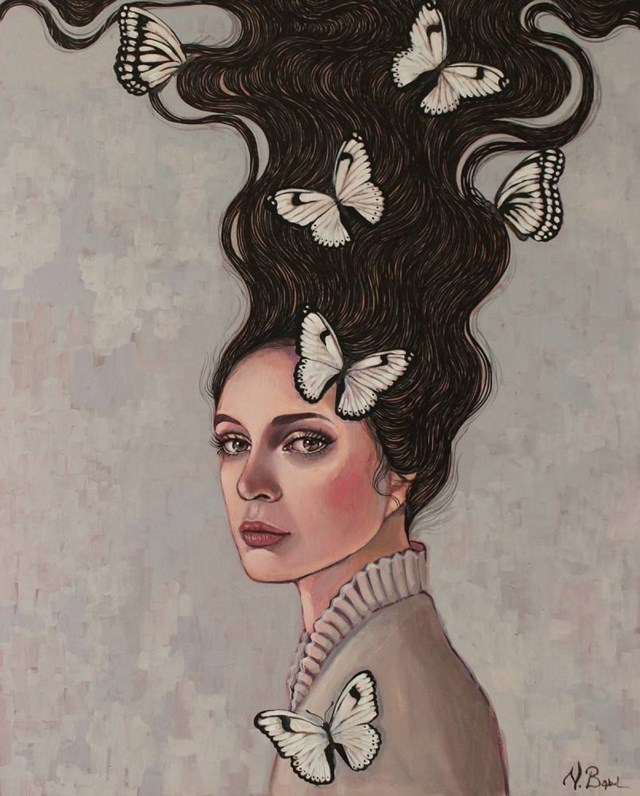Obraz do salonu artysty Viola Bąbol pod tytułem Muse w ogrodzie motyla